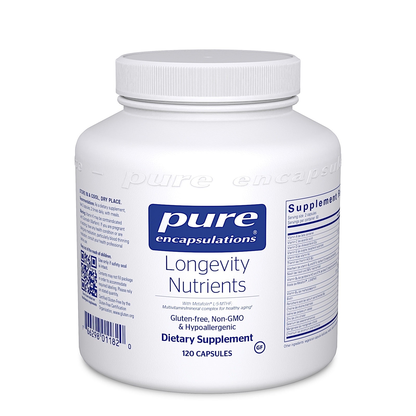 Pure Encapsulations, Longevity Nutrients, 120 Capsules UPC 766298011820 | HiLife Vitamins
